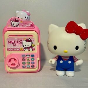 Hello Kitty Pink Mini Bank with Play Money and large figure set